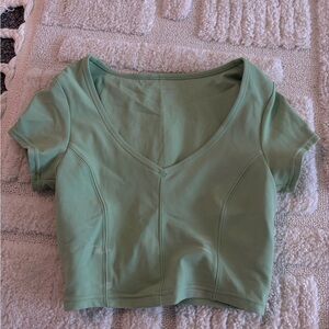 Green V-Neck Women's Top